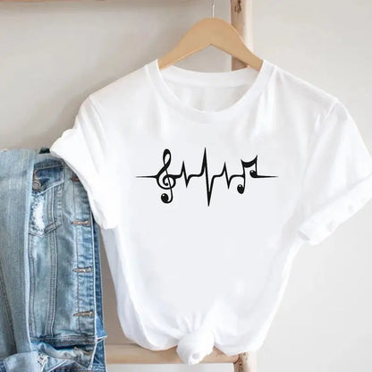 Women's Geometric Floral Print European and American Clothing Short Sleeve T-shirt Women Clothes  Tops  Harajuku