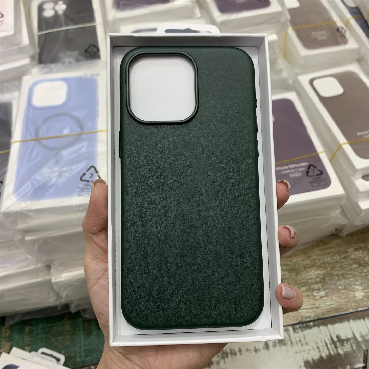 With Box Official Magnetic Busine Leather Case for Orginal IPhone 17 Pro Max 16 15 14 13 12 for Magsafe Wireless Charge Cover