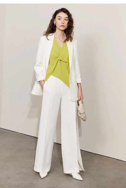 Women's Blouse 2026 Summer New Flowy Chiffon Asymmetric Hem Top Elegant Office Solid Casual V-Neck Shirt For Women 12612025