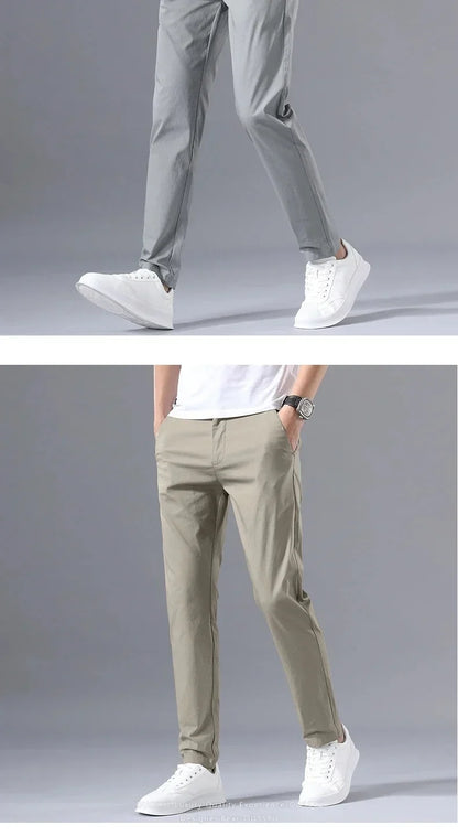 Summer Thin Slim Casual Pants Men Classic Business Cotton Stretch Golf Trousers Korean Male Clothing Work Khaki Chino Pants Man