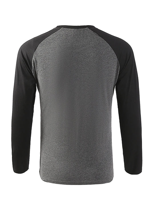 Men's T-shirts Long Sleeve O-neck Pactwork Casual Raglan Sleeves Color Matching for Men New Spring Autumn Tees Men Clothing Top