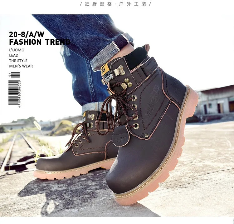 Genuine Leather Mens Women Winter Ankle Military Treking Snow Yellow Tactical Boots Outdoor for Men Work Shoes Sneakers