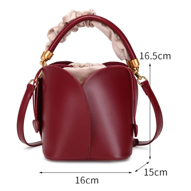 Red Bride Petal Bucket Bag Women Handbag New Vegetable Basket Crossbody Bag Single Shoulder Bag