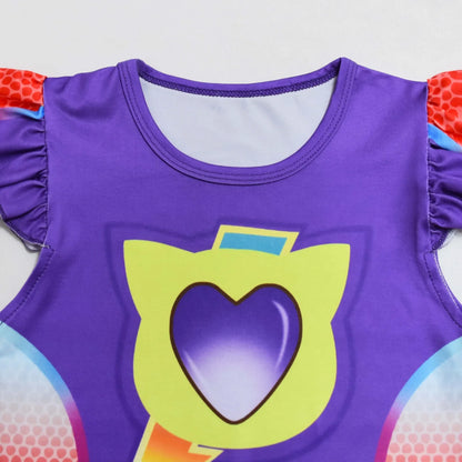 Children's SuperKitties Dresses Super Kitties Cosplay Costume Girls Flying Sleeves A-Line Dress Bag Mask Carnival Birthday Gift