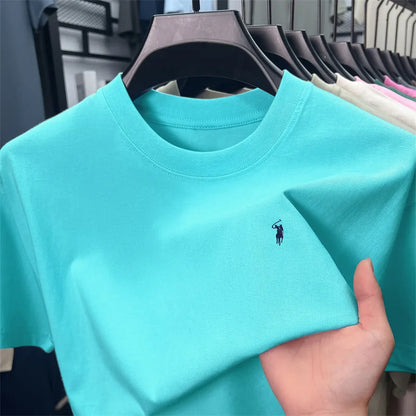 100% cotton high-end short sleeve T-shirt summer designer brand pony embroidery round neck top fashion casual golf men's wear