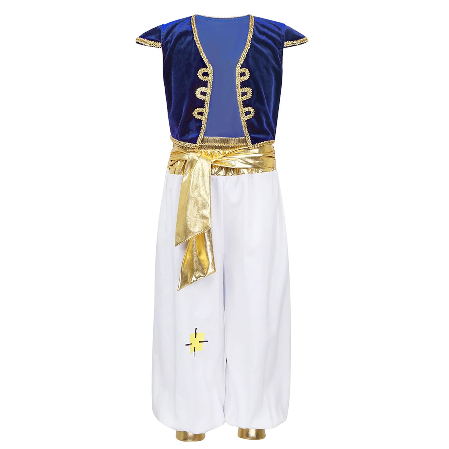 Boys Mythical Prince Arabian Carnival Cosplay Outfit Halloween Party Arabian Prince Role Play Waistcoat Vest Top+Belted Pants