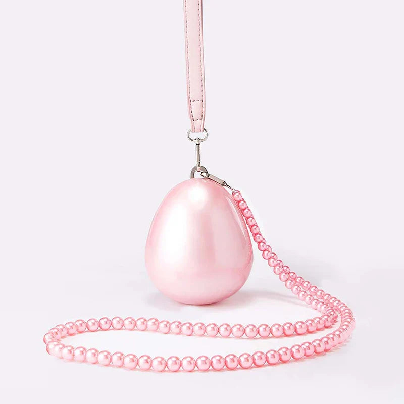 Mini Pearl Bag Crossbody Beaded Necklace Shoulder Handbag Egg Evening Fashion Totebag Women Hand Lady Phone Handbags Small Woman