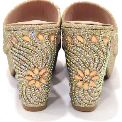 Women's Shoes High Heels Sexy Ladies Party Wedding Pattern Embroidery Mules Shoes and Bags Set for Italian 2023