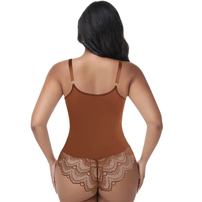 Womens Deep V Neck Bodysuit Sexy Lace Body Shaper Shapewear Slimming Thong Tummy Control Corset Breathable Brief Soft Underwear