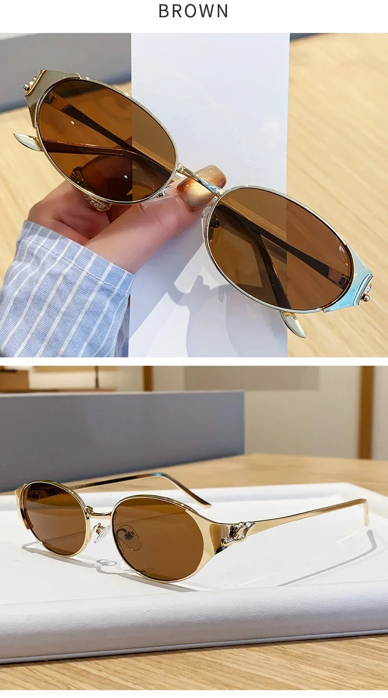 2026 New Fashion Brand Luxury Designer Sunglasses Women Leopard Vintage Trendy Oval Top Shades Punk Travel Party Elegant Glasses