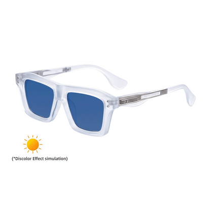 2026 New European and American Fashion Square Frame Photochromic Sunglasses for Men, Retro and Unique Outdoor Driving Sunglasses