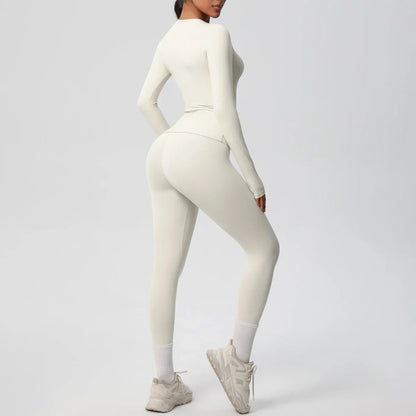 2 PCS Sportswear Yoga Set Gym Clothes Yoga Suits For Women Fitness Set Tracksuits Sports Long Sleeve Crop Top Gym Leggings