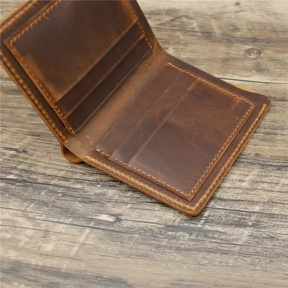 Men's Crazy Horse Leather Wallet, Genuine Leather Wallet, Card Bag, Simple Retro European and American Style, Mens Purse 2026