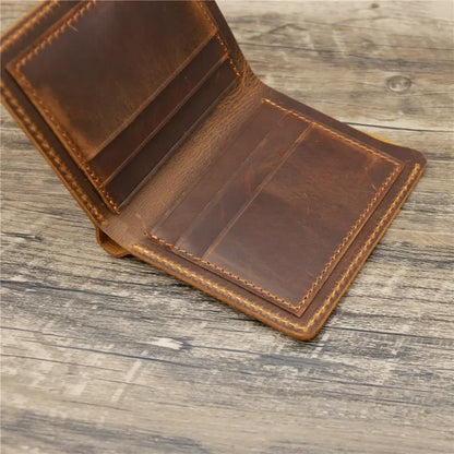 Men's Crazy Horse Leather Wallet, Genuine Leather Wallet, Card Bag, Simple Retro European and American Style, Mens Purse 2026