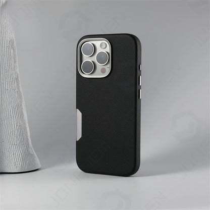 زر كاميرا من الألومنيوم لهاتف iPhone 16 Pro Max، جراب جلدي صلب من السبائك، غطاء مقاوم للصدمات مع شحن لاسلكي مغناطيسي لـ MagSafe