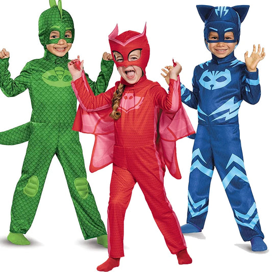 Unisex Girls Super Owl Hero tuta Fancy Dress Cosplay Cat Boys Gecko Animail Costume di Halloween Jumpsuit Pajama for Boys Girls