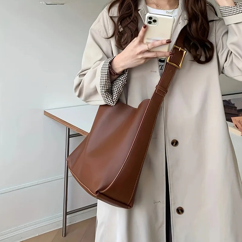 2 Pcs Large Capacity Handbag with Adjustable Shoulder Straps, Magnetic Closure, Simple and Casual Single Shoulder Crossbody Bags