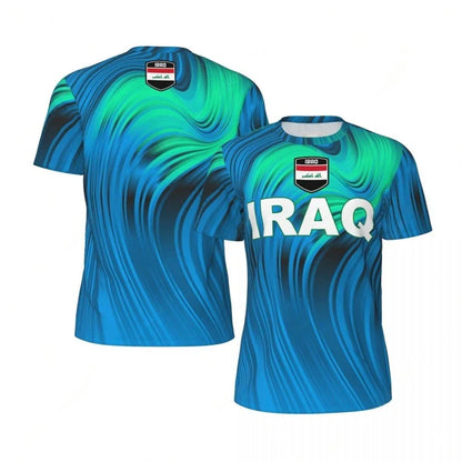IRAQ Flag 3D Print Sport Quick Dry Breathable Men T-shirt Outdoor Football Jersey Team Fan Loose Short Sleeve Summer Top Clothes