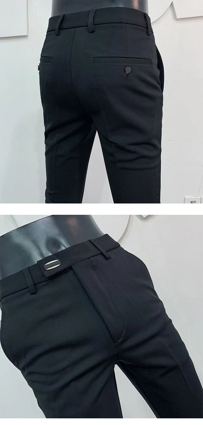 2025 Winter Men Suit Pants Woolen Thicken Keep Warm Formal Trousers Pantalones Hombre Solid Casual Slim Fit Pants Men Clothing