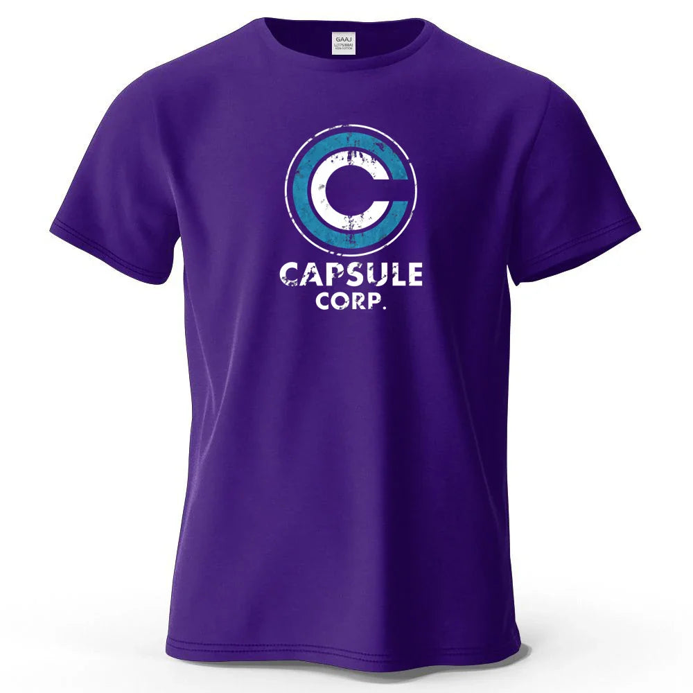S-4XL Capsule Corp 100% Cotton Funny Printing Japan Anime Men T Shirt Tee Summer Streetwear Tops Fashion Brand Tshirt Clothing