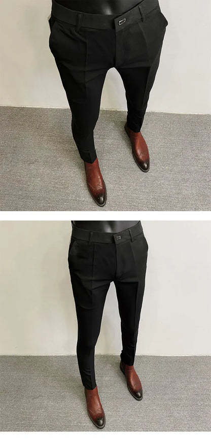 Men Suit Pants Hombre Pantalones 2026 Spring Stretch Slim Formal Trousers for Men Fashion Casual Stripe Dress Pants Men Clothing