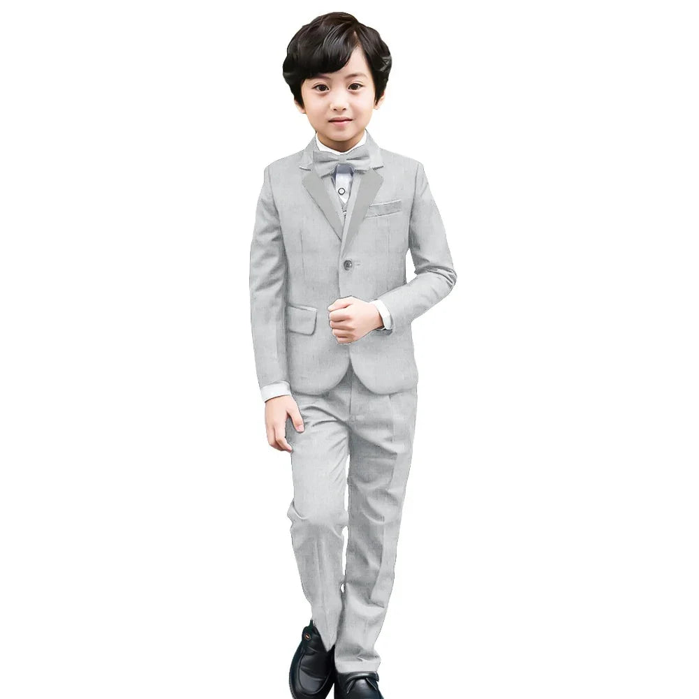 6Pcs Classic Boys Suits for Weddings Formal Blazer Kids Tuxedo Shirt Vest Party Ring bearer Suits Black