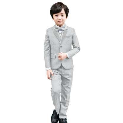 6Pcs Classic Boys Suits for Weddings Formal Blazer Kids Tuxedo Shirt Vest Party Ring bearer Suits Black