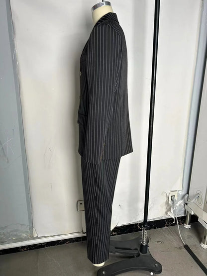 High-quality European and American Men's Clothing, Formal Suits with Stripes, Trousers for Business, Formal Dinners, Weddings