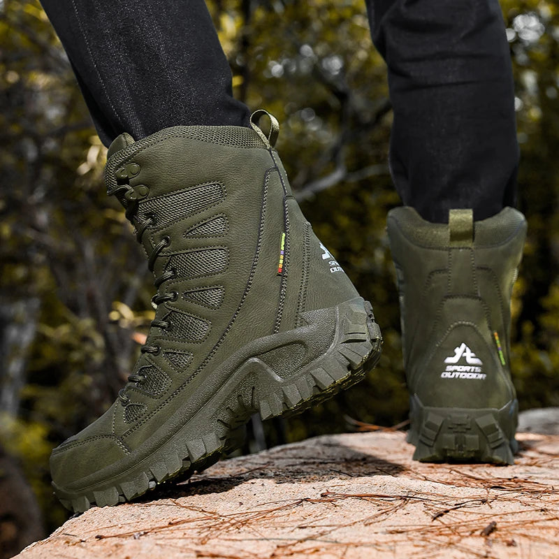 Summer Fashion Men Boots Outdoor Leather Boots Breathable Combat Boots Plus Size 46 Desert Boots Walk Shoes Autumn