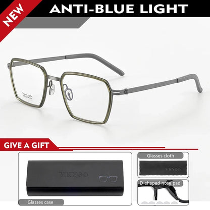Simple Geometric Polygon Fashion Pure Titanium Vintage Design Blue Light Protection Glasses Customizable Prescription 2715