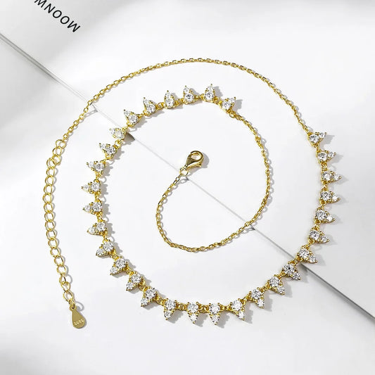 2mm/3mm D Color Moissanite Tennis Necklace s925 Sterling Silver 18inch Chain, Wedding Necklaces for Women Fine Jewelry