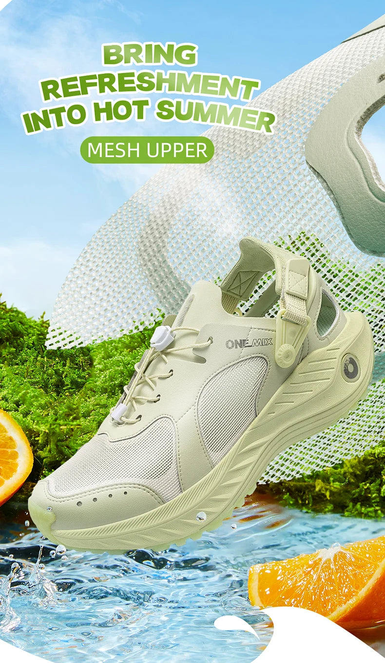 Breathable Mesh Quick Dry Water Shoes Shock Absorb Anti Slip Rock Grain Light Hiking Sneakers Unisex Outdoor Camping
