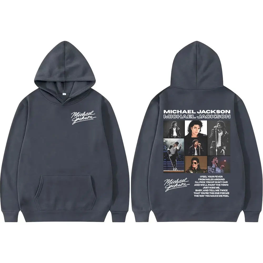 King of Pop Michael Jackson Tour Retro Hoodies Men's Clothing Harajuku Hip Hop Style Sweatshirts Casual Cozy Oversized Pullovers