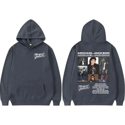 King of Pop Michael Jackson Tour Retro Hoodies Men's Clothing Harajuku Hip Hop Style Sweatshirts Casual Cozy Oversized Pullovers