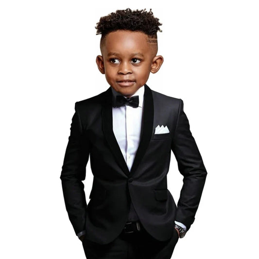 New Boys Formal Suits 2 Pieces Jacket Pants School Activities Wear Stylish One Button Kids Tuxedo Wedding Guest Clothes