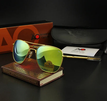 AO Pilot Sunglasses Men Top Quality Brand Designer AGX Tempered Glass Lens Sun Glasses Male