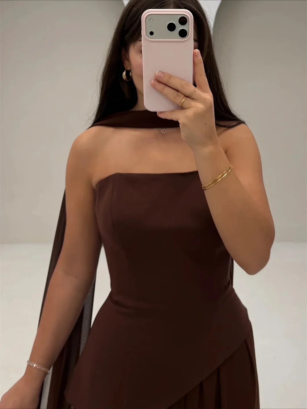 Customized Brown Luxurious Women's Evening Dresses for Special Occasions Tube Top Sleeveless and Backless Prom Dress Party