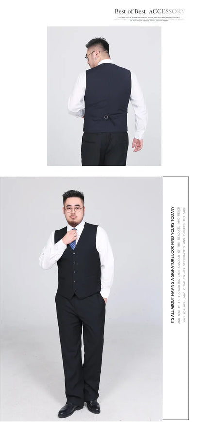 Plus Size Suit Vest for Men Smart Casual Mens Vest Single-breasted Waistcoat for Business Wedding Groomsman Spring Summer Autumn