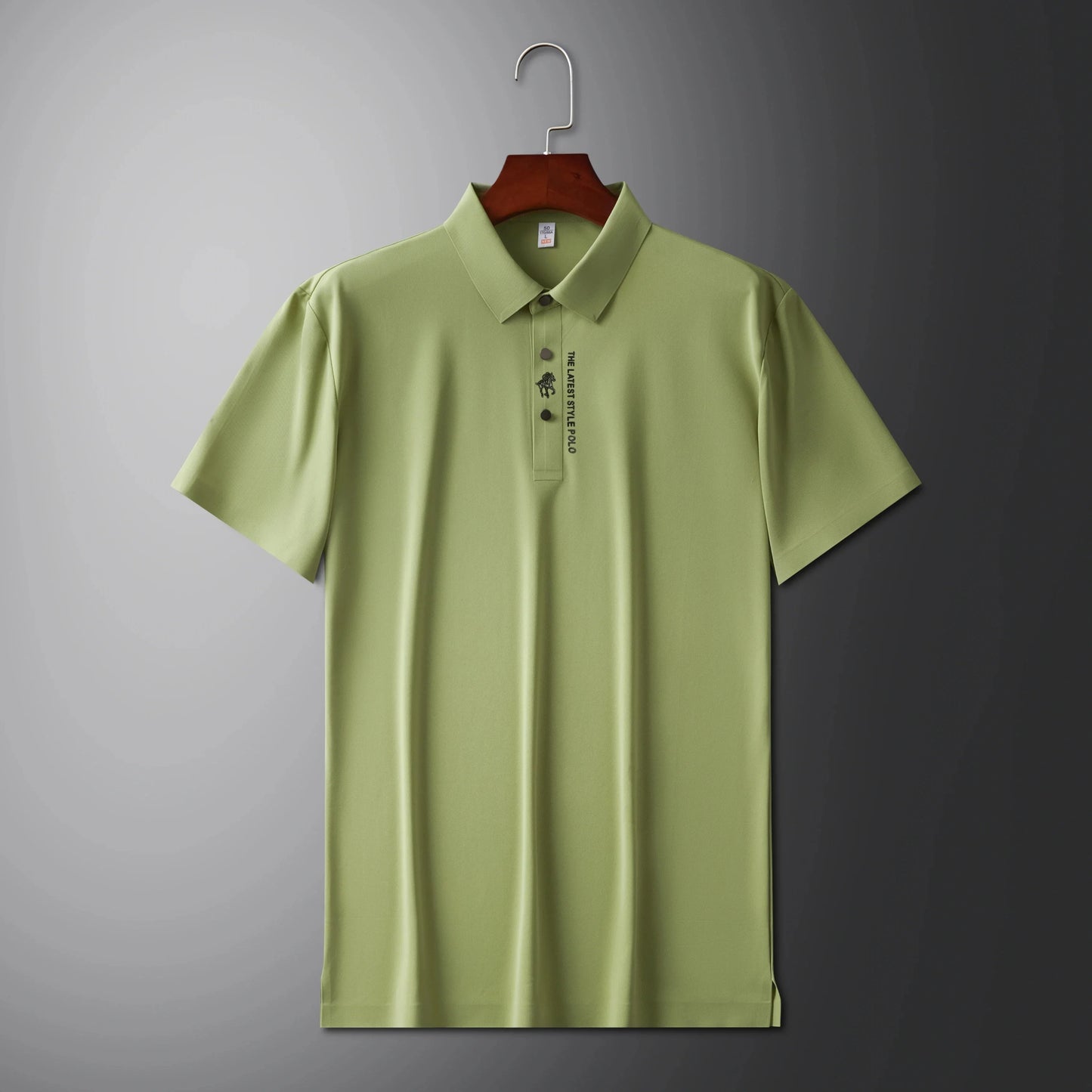 High quality silk breathable short sleeve POLO shirt men's lapel top 2024 summer new light luxury brand printed casual T-shirt