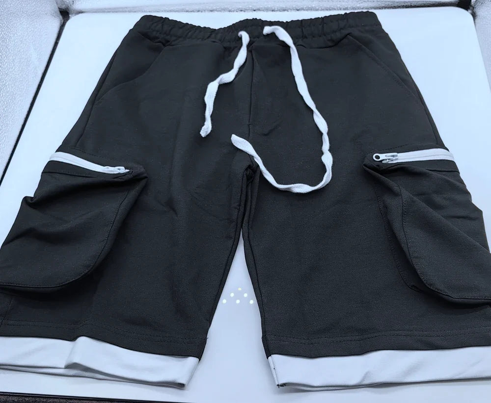 Men‘s Cargo Shorts Cotton Workout Fitness Shorts Breathable Jogger Training Gym Bodybuilding Multi Pocket Thick Shorts