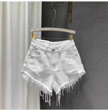 New Hot Girl Retro Irregular Distressed Ripped Denim Shorts 2026 Summer Women's Low-waist Causal Shorts