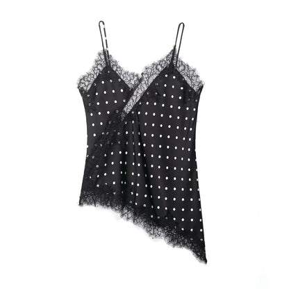 Sexy Women Asymmetrical Lace Slip Tops Summer Female Backless Sleeveless Off Shoulder Underwear Tanks Elegant Beach Camisole