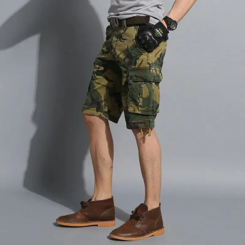 Camouflage Shorts Male Military Clothing Style Army High Quality Mens Cargo Shorts Cotton Multi Pockets Breeches Bermuda Cargo