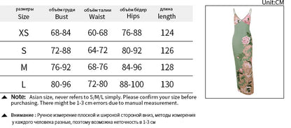 Floral Print Summer Green Dress Womens Fashion Casual Sleeveless V-neck Backless Tunics Bodycon Holiday Beach Dresses Streetwear