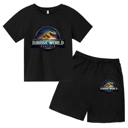 Jurassic World 4 Kids Summer Casual Breathable O-neck Tees+Pants 2pcs Sportsuits 2-13 Years Boys Girls Children Top Outfits Sets