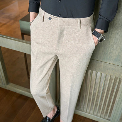 Autumn Winter Men Thick Woolen Cloth Suit Pants Korean Style Fashion Business Casual Male Straight Warm Formal Trousers 28-38