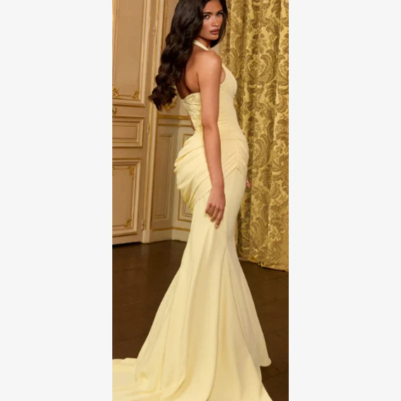 Women Strapless Pleated Long Dress Elegant Solid Split Sleeveless Backless High Waist Slim Fit Maxi Dresses 2026 Lady Party Robe