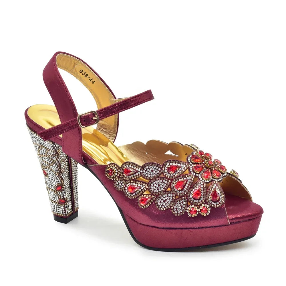 New Arrival Luxury Italian Shoes and Bag Set for Women Ladies Shoe and Bag Set Latest Designers Diamond Pumps Shoes and Bags