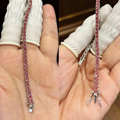 GRA Certified Tangerine Blue Full 3/4/5/6.5MM Moissanite Tennis Bracelet for Women Men S925 Silver 23cm Link Bracelets Gift