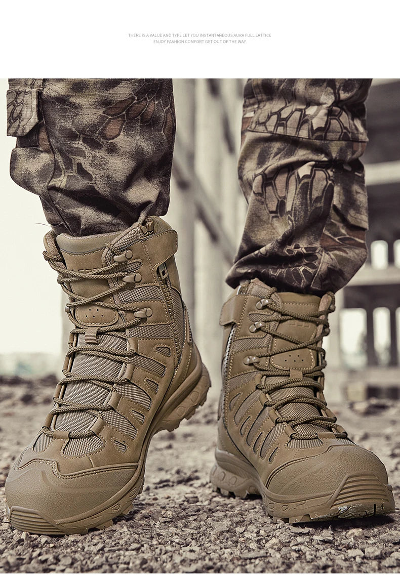 Men Tactical Boots Lace Up Brand Military Ankle Hiking Shoes Desert Work Army Boot Waterproof Size Plus Unisex Climbing Shoes